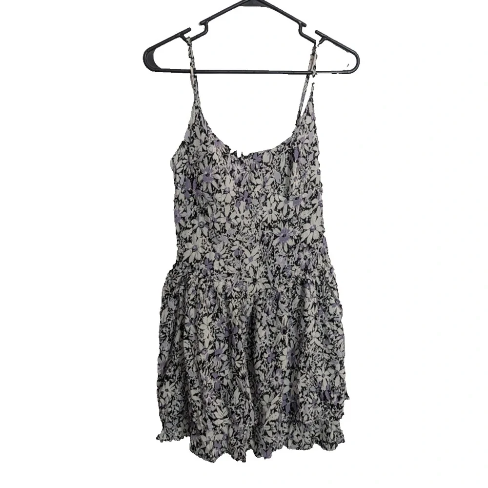 Fire Los Angeles Purple Floral Dress Medium A1 Coquette Whimsigoth Grunge Girly